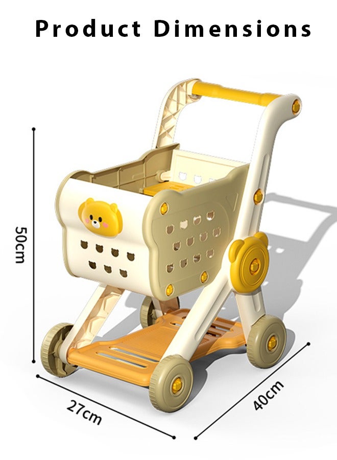 skisopet Kids Shopping Cart,Kids Kitchen Toys Set - 28 PCS Durable Pretend Play Kitchen Toys for Toddler,toys for girls Play House Kitchen Toys For Kids,With fruit and vegetable and snack box,Shopping Cart Toy for Girls Boys Ages 3 4 5 6 7 8 Years Old - Image 2